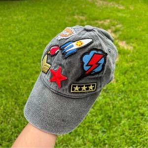 Gray iron-on patches baseball cap!